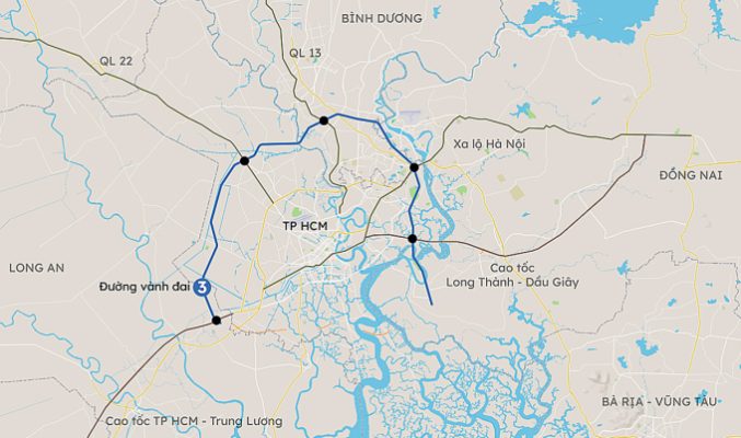 Hướng tuyến Vành đai 3 TP HCM. Đồ họa: Khánh Hoàng